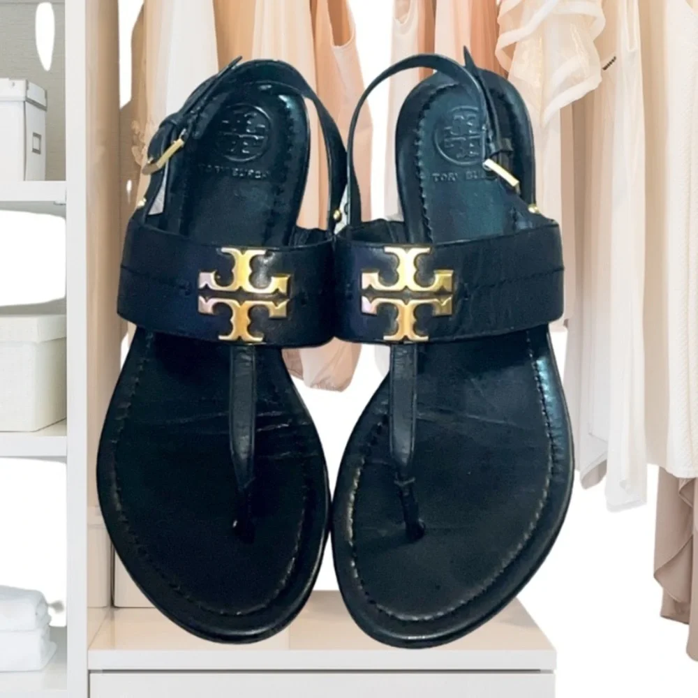 Tory Burch 60220 Everly Sandal Perfect Black Size 6.5